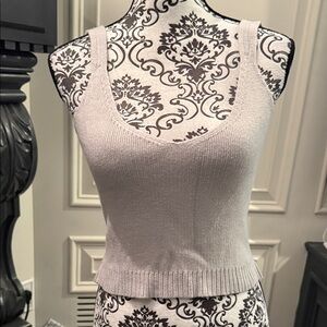 Elegant Light Cream Knit Tank Top